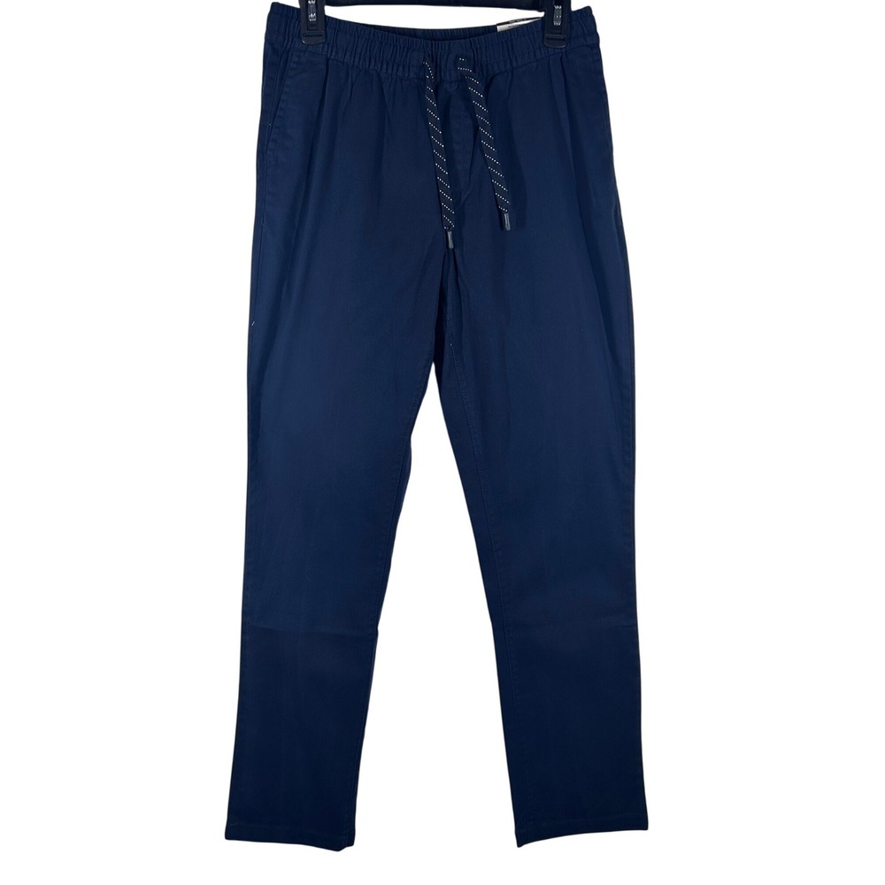 George‎ Chino Pants Mens Small (28-30) Dark Navy Blue Drawstring Elastic NEW